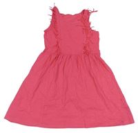 Ružové bavlnené šaty s strapcemi H&M