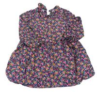 Tmavomodré kvetované ľahké šaty s golierikom Mothercare