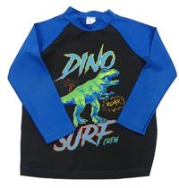 Čierno-zafírové Uv tričko s dinosaurom