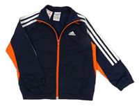 Tmavomodro-červená sportovní propínací mikina s logem Adidas