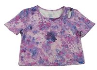Ružovo-fialové vzorované športové crop tričko Primark