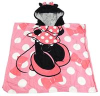 Ružovo-čierne froté osuškové pončo s Minnie a kapucňou zn. Disney