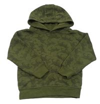 Khaki mikina s dinosaury z nápisů a kapucňou zn. Primark