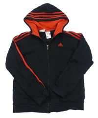 Černá propínací mikina s logem a kapucí Adidas