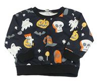 Čierna mikina s halloweenským motívom