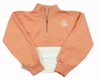 Broskvová crop mikina s nápisom a všitým topem River Island