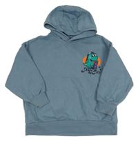 Modrošedá mikina s dinosaurem a kapucí Next