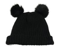 Černá pletená čepice s bambulemi Matalan