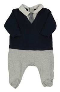 Tmavomodro-šedý overal s kravatou Mamas&Papas