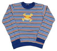 Modr-bielo-červená pruhovaná ľahká mikina s lebkou