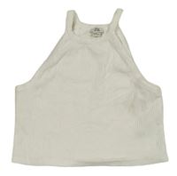Smetanový žebrovaný crop top River Island