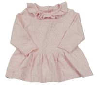 Růžové svetrové šaty s límečkem Nutmeg