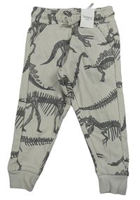 Nové - Světlešedé tepláky s kostrami dinosaurů Nutmeg
