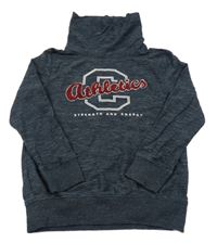 Tmavomodrá melírovaná mikina s nápisem a komínovým límcem Yigga