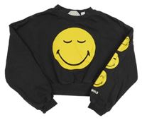 Antracitová crop mikina so smajlíkmi H&M