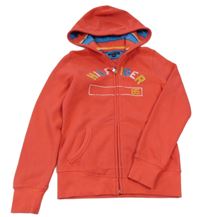 Červená propínací mikina s nápisem a kapucí Tommy Hilfiger