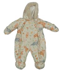 Béžová šušťáková zimná kombinéza so zvířaty a kapucňou George