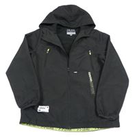 Černá šusťáková jarní bunda s nápisem a kapucí F&F