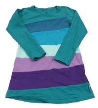 Zeleno-modrozeleno-fialové pruhované teplákové šaty Jako-o