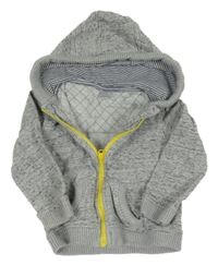 Sivá melírovaná prepínaci mikina s prošíváním a kapucňou Miniclub