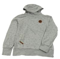 Šedá melírovaná mikina s hvězdami a kapucí Yigga