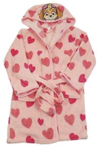 Růžový chlupatý župan se srdíčky a kapucí - Skye Nickelodeon