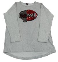 Šedá melírovaná mikina s překlápěcími flitry Y.F.K.