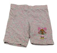 Sivo-ružové vzorované elastické kraťasy s L.O.L. Surprise