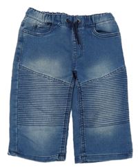 Modré teplákové riflové kraťasy s žebrováním Y.F.K.