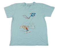 Svetlomodré tričko s králikom a drakom