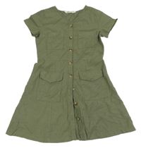 Khaki prepínaci šaty s vreckami H&M