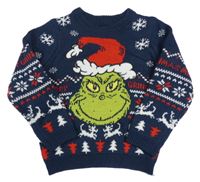 Tmavomodrý vzorovaný sveter s Grinchem Primark