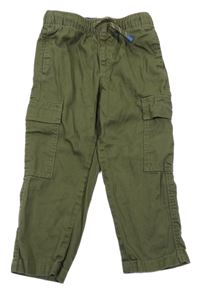 Khaki plátenné cargo nohavice H&M