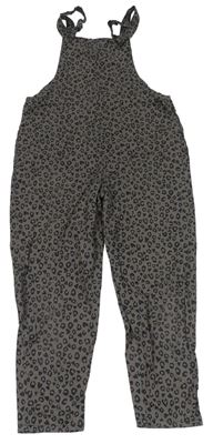 Hnedo-čierne na traké plátenné nohavice s leopardím vzorom zn. Next