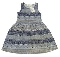 Tmavomodro-biele vzorované šaty H&M