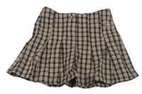 Hnedo-ružová kockovaná skladaná sukňa H&M