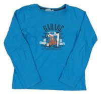 Modré pyžamové tričko s potlačou Alive