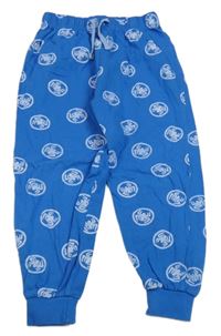 Modré vzorované pyžamové kalhoty s pavouky 
