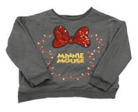 Tmavosivá mikina s Minnie a mašlou s flitrami George