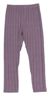 Fialové žebrované úpletové legíny Shein