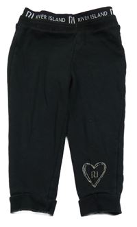 Černé tepláky s logem v pase River Island