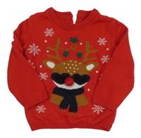 Červený ľahký sveter so sobom KIABI