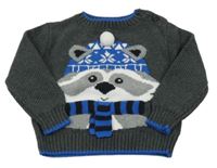 Tmavošedý svetr s mývalem Mothercare