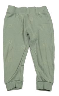 Khaki pyžamové kalhoty s žábami 