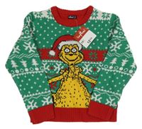 Nové - zeleno-červený vianočný sveter s príšerkou