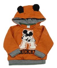 Oranžovo-sivá mikina s Mickeym a kapucňou C&A