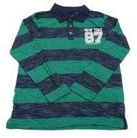 Zeleno-tmavomodré pruhované polo triko Yigga