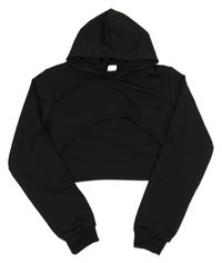 Čierna športová crop mikina s kapucňou