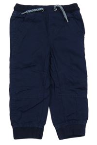 Tmavomodré plátenné podšité nohavice Lupilu