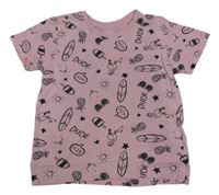 Ružové tričko s obrázkami PRIMARK